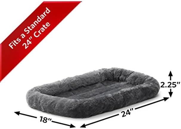 QuietTime by MidWest 24" Dog Crate Bolster Bed, Gray, Small Breeds