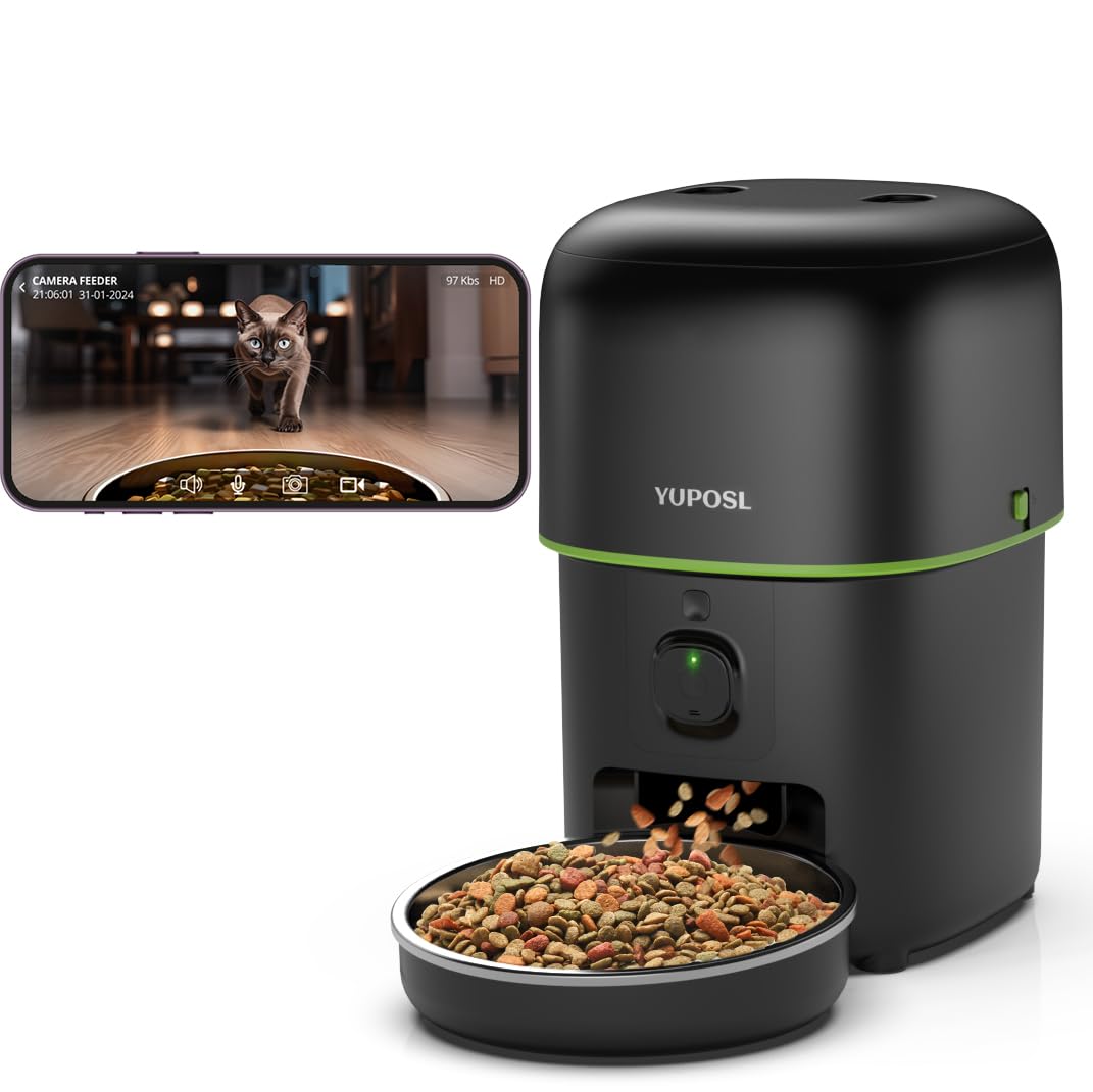Automatic Cat Feeder, 3L Cat Food Dispenser with Anti-Jam Design, Over 180-day Battery Life, 1-6 Meals Per Day with Stainless Steel Cat Bowl, Keep Dry Food Fresh, Timed Pet Feeder Also for Small Dog