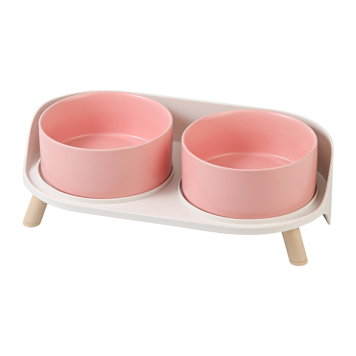 Elevated Ceramic Dog Bowl Set - Double Dog Feeding Bowls with Stand Splash Proof - Raised Dishes for Food and Water - Ideal for Small to Medium Dogs - 2 x 720 ml - 11.3 oz - White