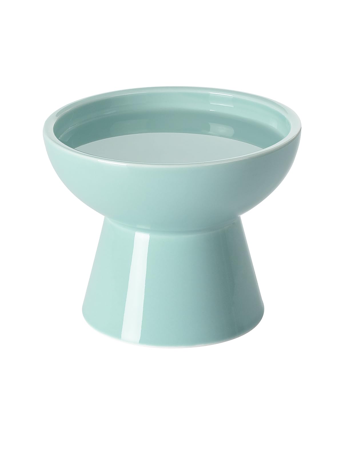 LoeJan Elevated Cat Food and Water Bowls Set, Extra Wide and Raised Ceramic Bowls, Anti-Vomit Whisker-Free Pressure Cat Feeder for Kittens to Adult Cats and Small Dogs (White, Water Bowl)