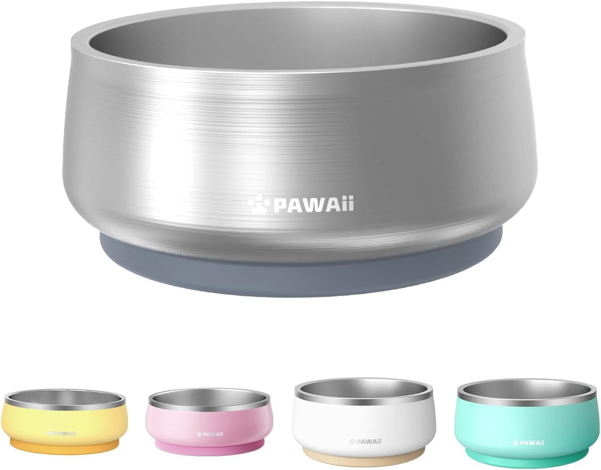 Pawaii Dog Bowl, 34 oz Stainless Steel Food and Water Bowl, ID Tag, 1 Pack