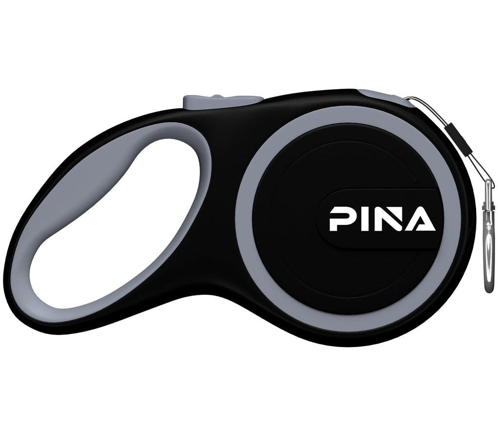PINA Retractable Dog Leash, 26ft Dog Leash for Small Medium Large Dogs Up to 110lbs, 360° Tangle-Free Strong Reflective Nylon Tape, with Anti-Slip Handle, One-Handed Brake, Lock - Black Blue