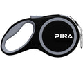 PINA Retractable Dog Leash, 26ft Dog Leash for Small Medium Large Dogs Up to 110lbs, 360° Tangle-Free Strong Reflective Nylon Tape, with Anti-Slip Handle, One-Handed Brake, Lock - Black Blue