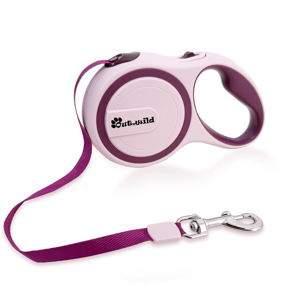 OUTnWILD Retractable Dog Leash - Tangle-Free 360° Design with Anti-Slip Handle | 16 ft Strong Nylon Tape | One Touch Quick-Lock Braking System | for Small/Medium Breeds/Pets Up to 44lbs. (Khaki, M)