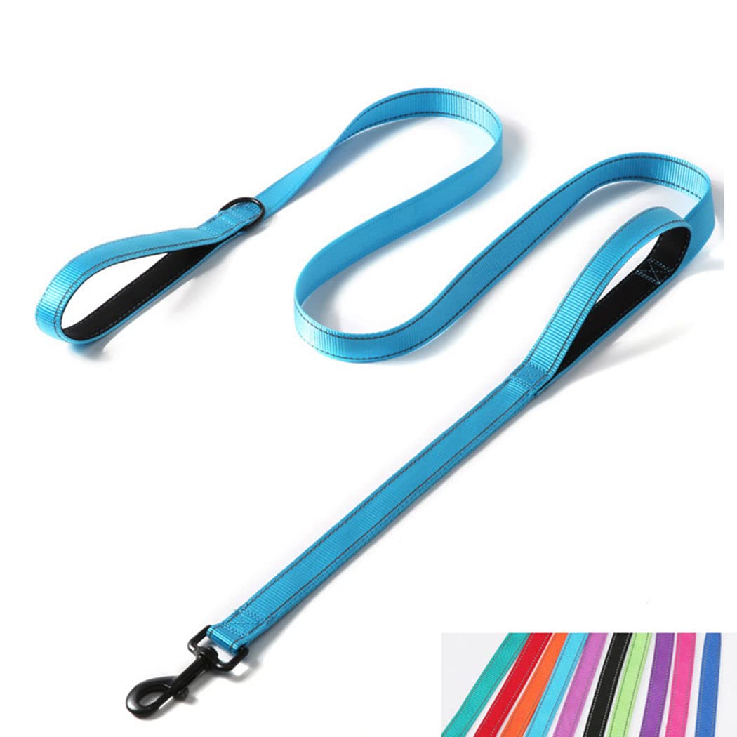 Double Handle Dog Leash 6ft, Reflective Nylon with Padded for Extra Control Outside Durable Training Lead for Small Medium Large Breed Pet Dogs, 1-Inch Width, Teal