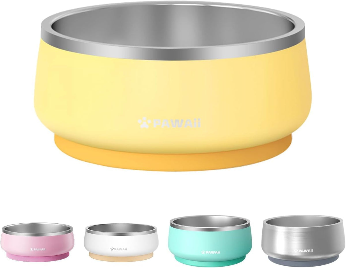 Pawaii Dog Bowl, 34 oz Stainless Steel Food and Water Bowl, ID Tag, 1 Pack