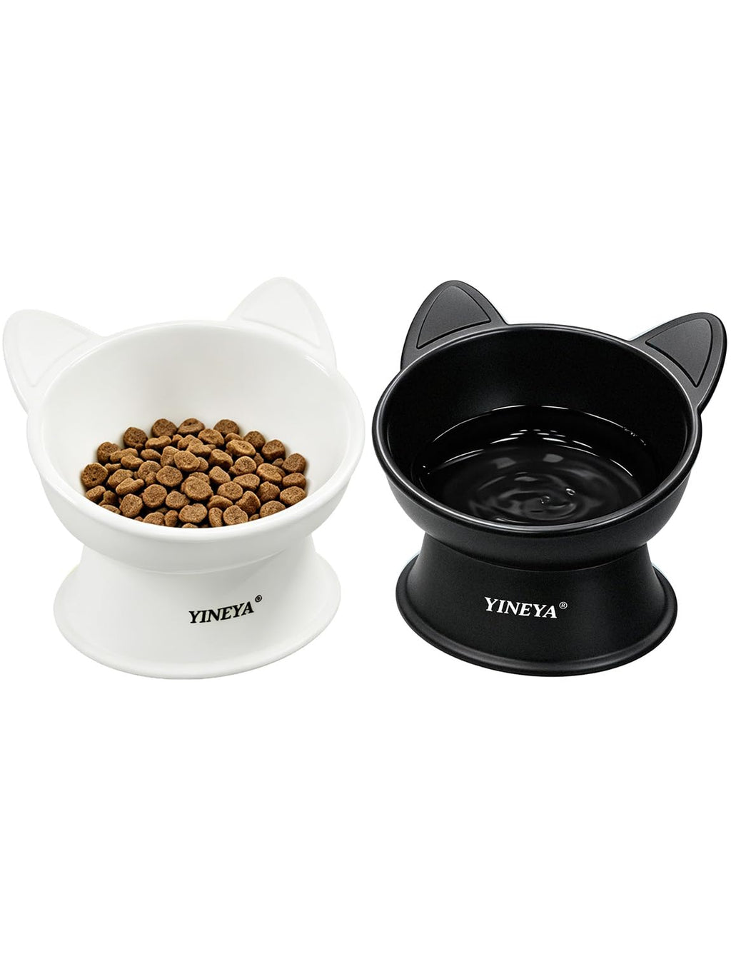 YINEYA 2 Pack Cat Food Bowls Elevated Design for Neck Comfort & Digestion
