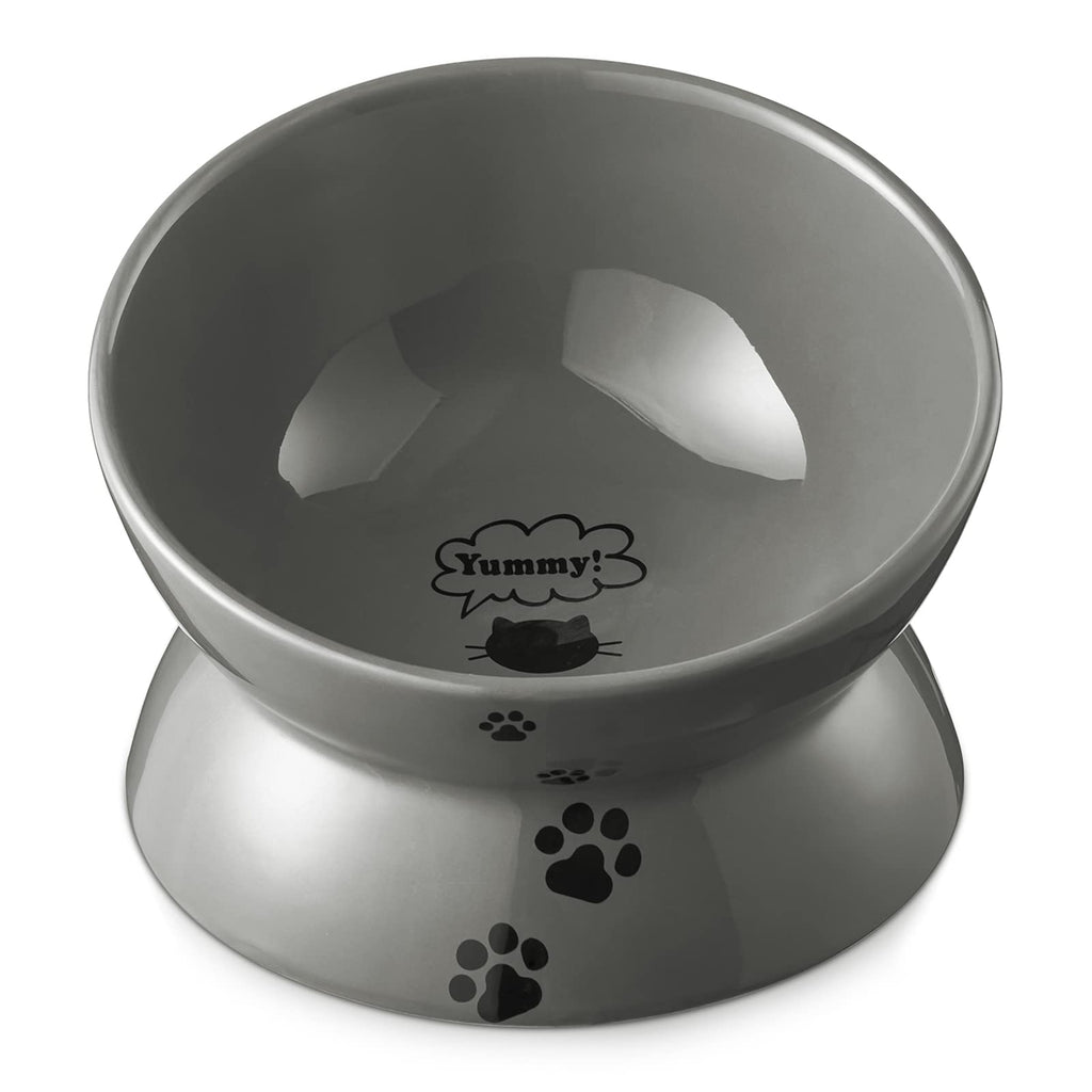 Y YHY Cat Bowl Anti Vomiting, Raised Food Bowls, Tilted Elevated Bowl, Ceramic Pet Food Bowl for Flat Faced Cats, Small Dogs, Protect Pet's Spine, Dishwasher Safe (5 Inches, White)