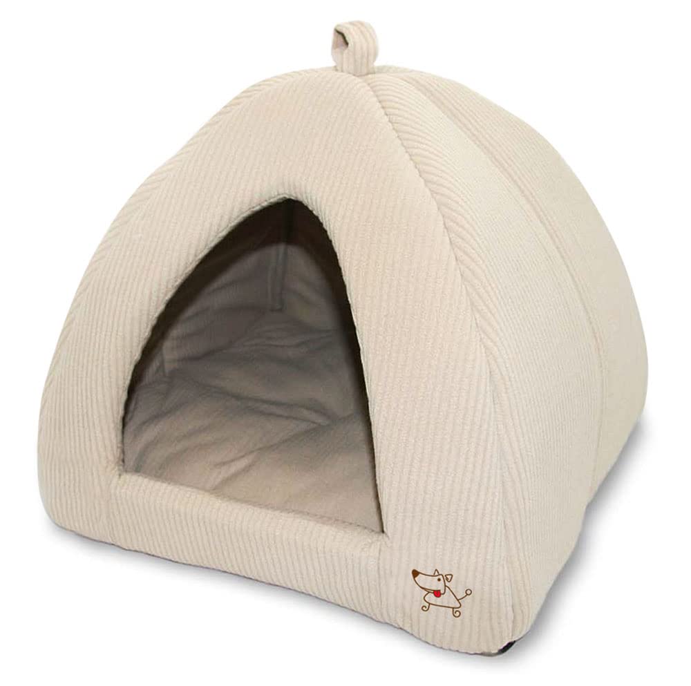 Best Pet Supplies Cat Bed for Indoor Cat, Domed Tent House with Removable Pillow, Covered Cat Cave for Small Dog, Puppies and All Breeds of Cats - Silver w/ Bones, 16 x 16 x H:14"