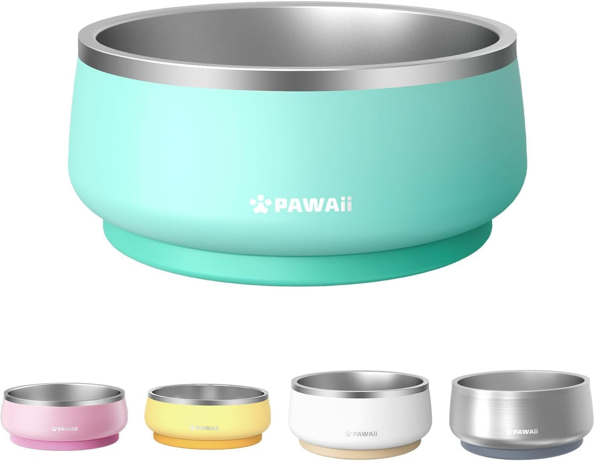 Pawaii Dog Bowl, 34 oz Stainless Steel Food and Water Bowl, ID Tag, 1 Pack