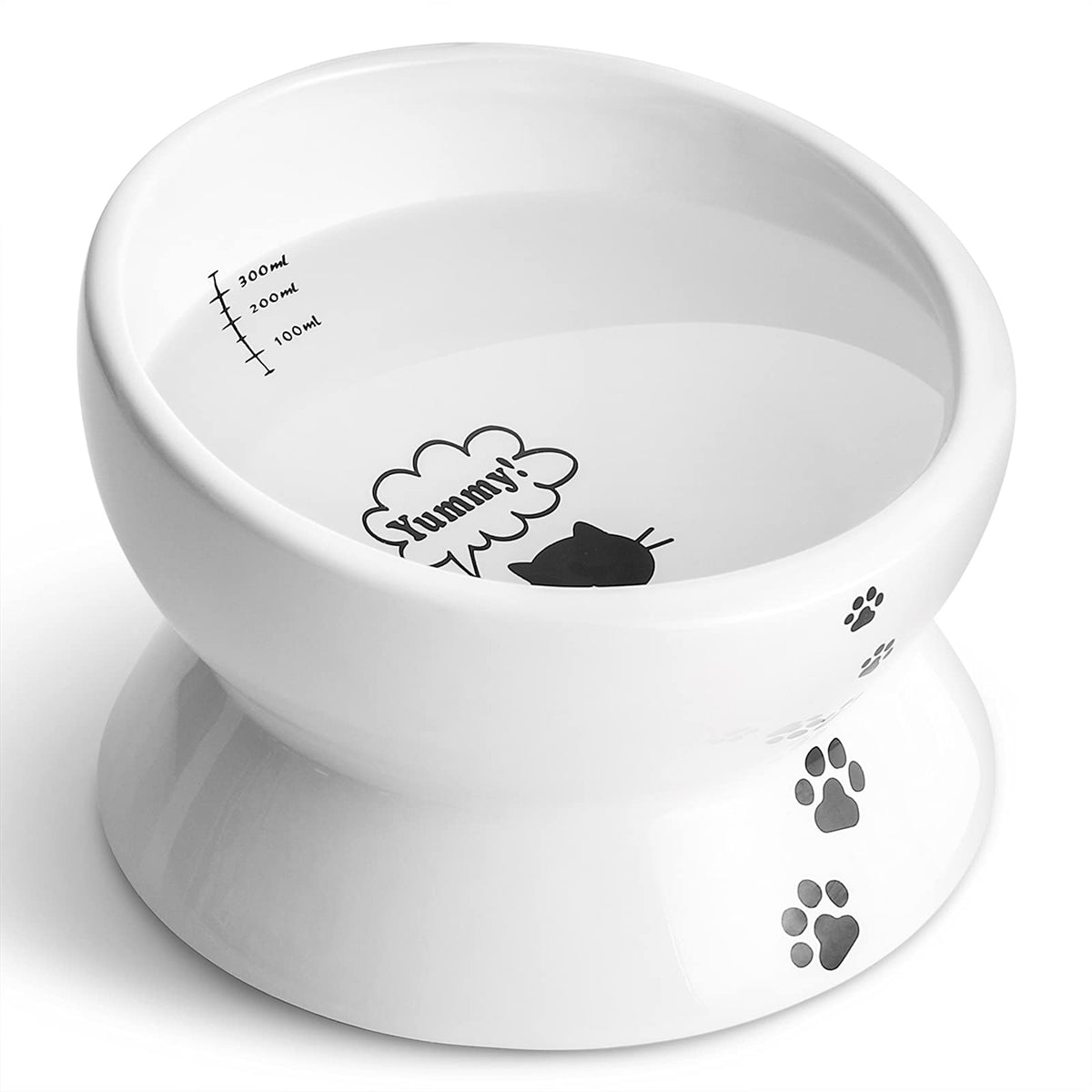 Y YHY Cat Bowl Anti Vomiting, Raised Food Bowls, Tilted Elevated Bowl, Ceramic Pet Food Bowl for Flat Faced Cats, Small Dogs, Protect Pet's Spine, Dishwasher Safe (5 Inches, White)