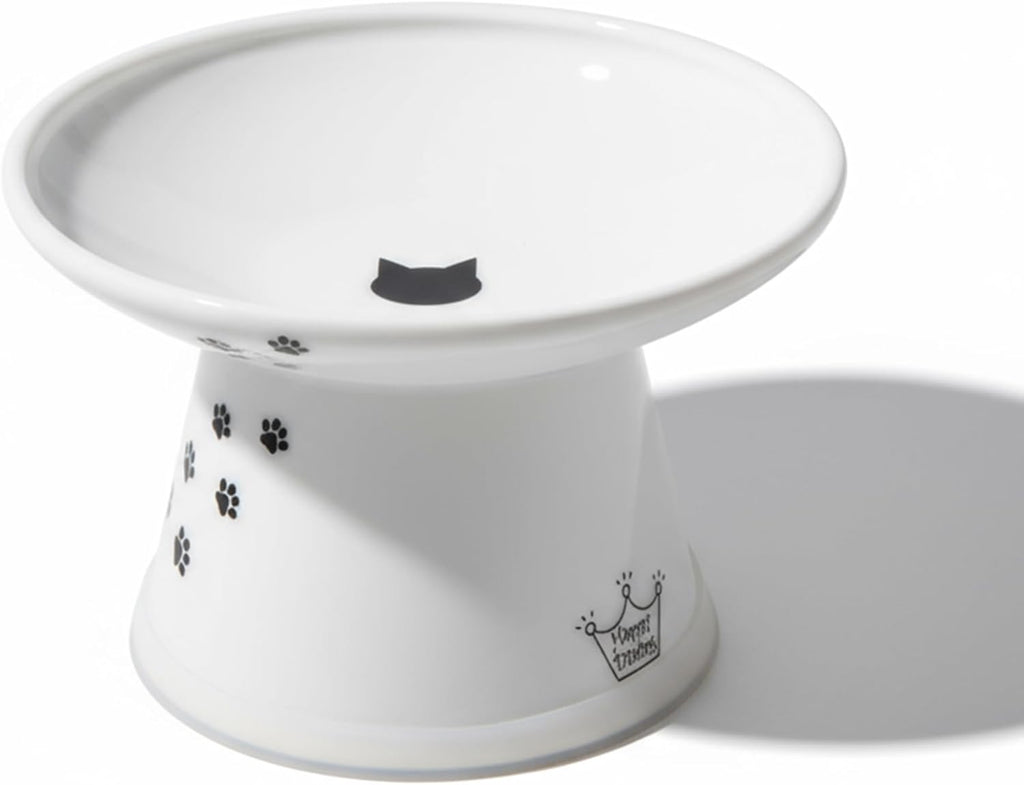Necoichi Ceramic Extra-Wide Elevated Cat Food Bowl (Cat, Extra Wide)