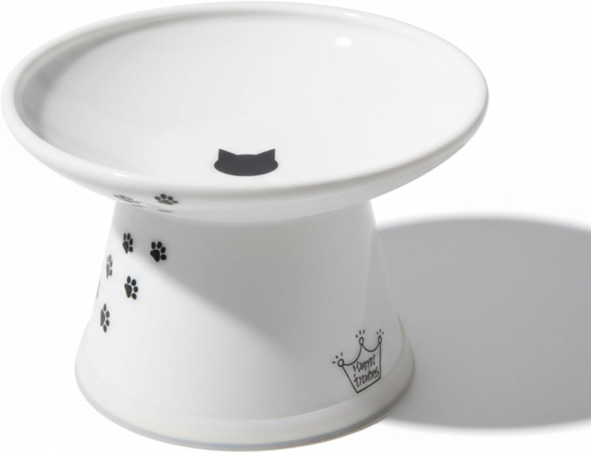 Necoichi Ceramic Extra-Wide Elevated Cat Food Bowl (Cat, Extra Wide)