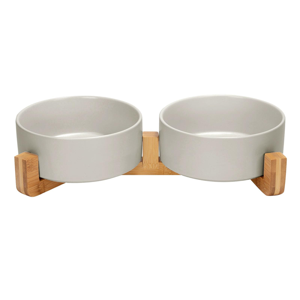 SPUNKYJUNKY Ceramic Dog and Cat Bowl with Wood Stand Non-Slip Matte Glaze Weighted Food Water Set for Cats &Small Dogs 13.5OZ