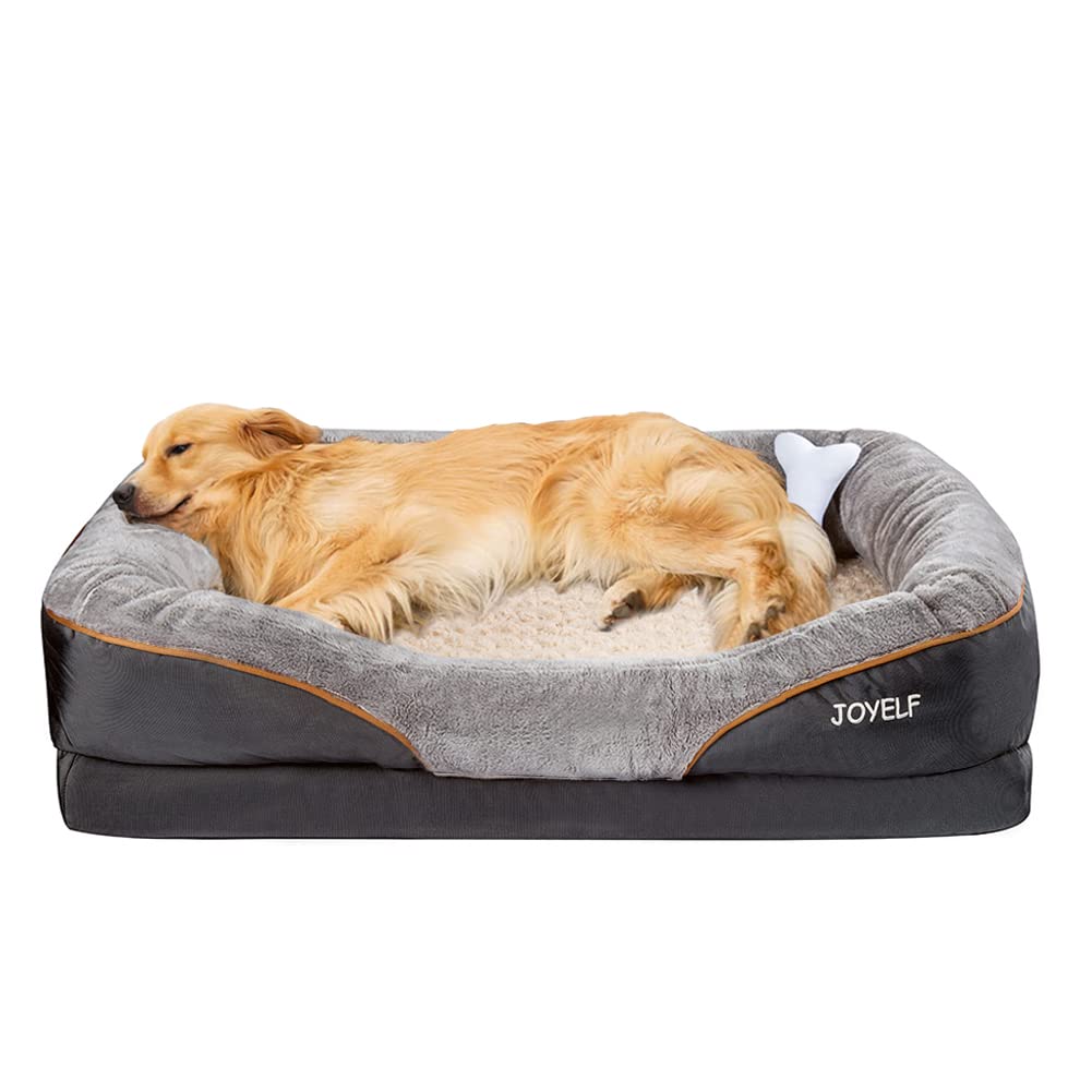 JOYELF Medium Memory Foam Dog Bed Orthopedic Dog Bed & Sofa with Removable Washable Cover and Squeaker Toy as Gift