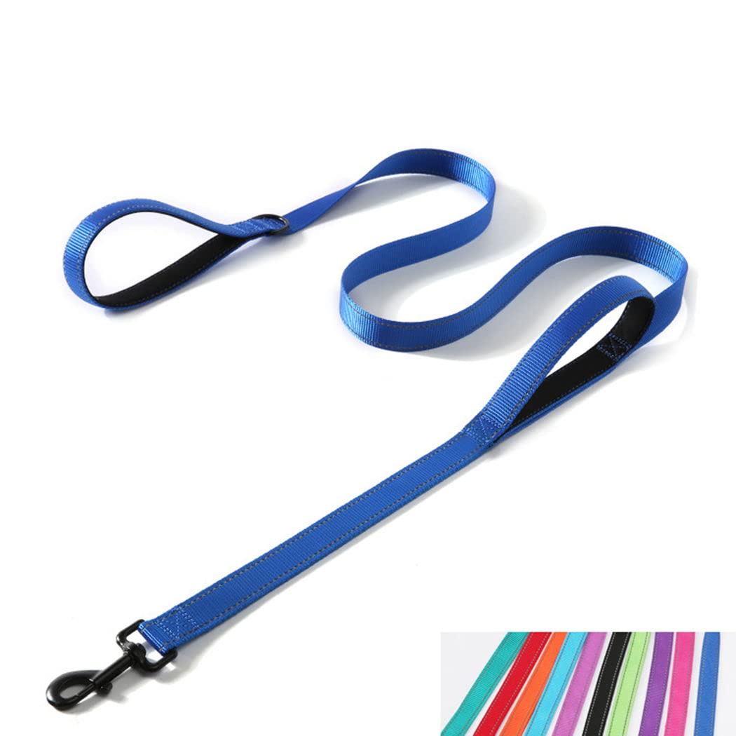 Double Handle Dog Leash 6ft, Reflective Nylon with Padded for Extra Control Outside Durable Training Lead for Small Medium Large Breed Pet Dogs, 1-Inch Width, Teal