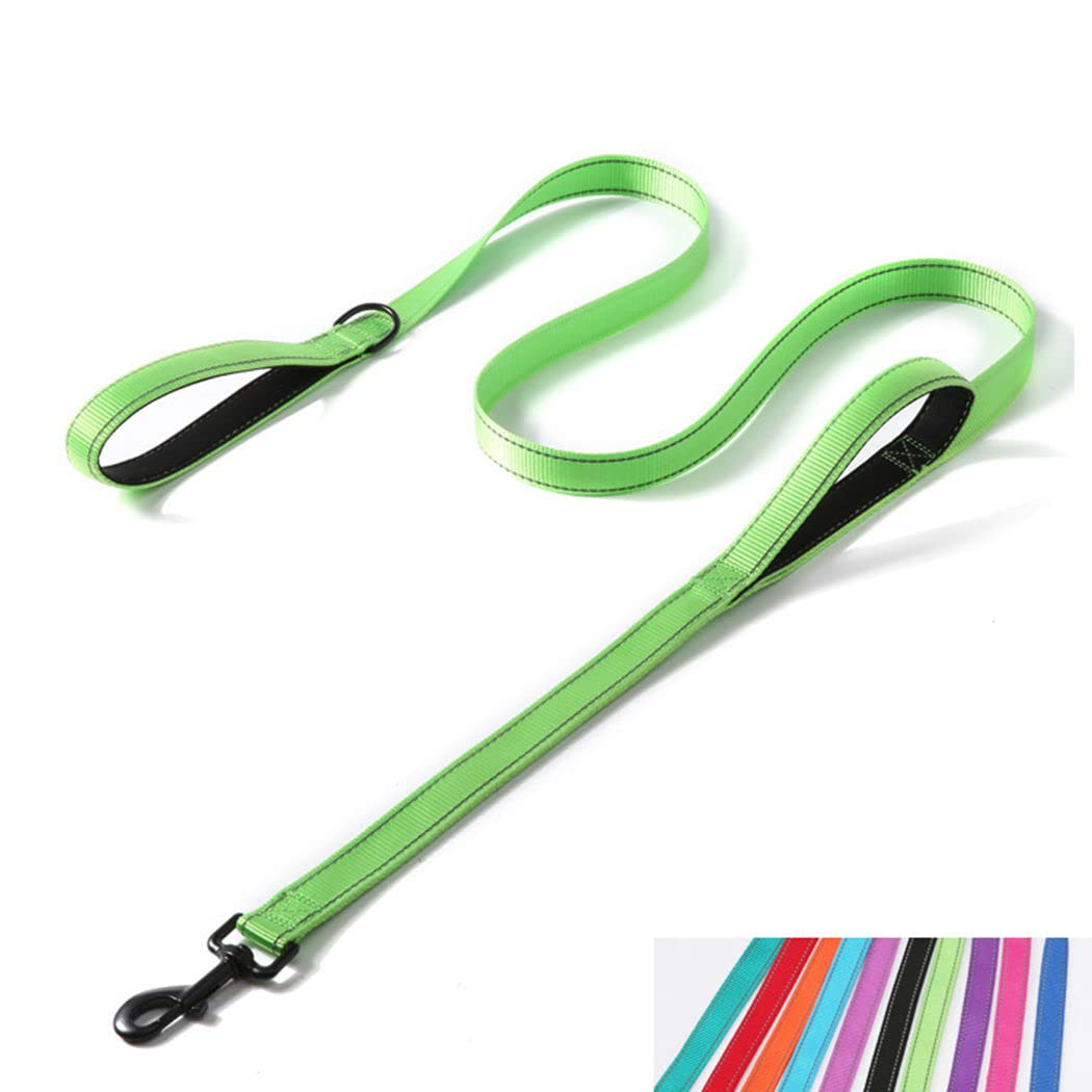 Double Handle Dog Leash 6ft, Reflective Nylon with Padded for Extra Control Outside Durable Training Lead for Small Medium Large Breed Pet Dogs, 1-Inch Width, Teal