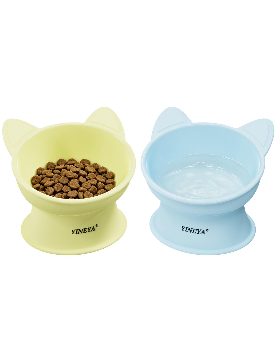 YINEYA 2 Pack Cat Food Bowls Elevated Design for Neck Comfort & Digestion