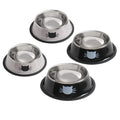 Cat Bowls for Food and Water,2PCS Rapsrk Non-Slip Stainless Steel Small Food Bowls 8 Oz Pet Bowl with Removable Rubber Base Dog Bowl,Stackable Cat Puppy Dishes Bowls with Cute Cats Painted