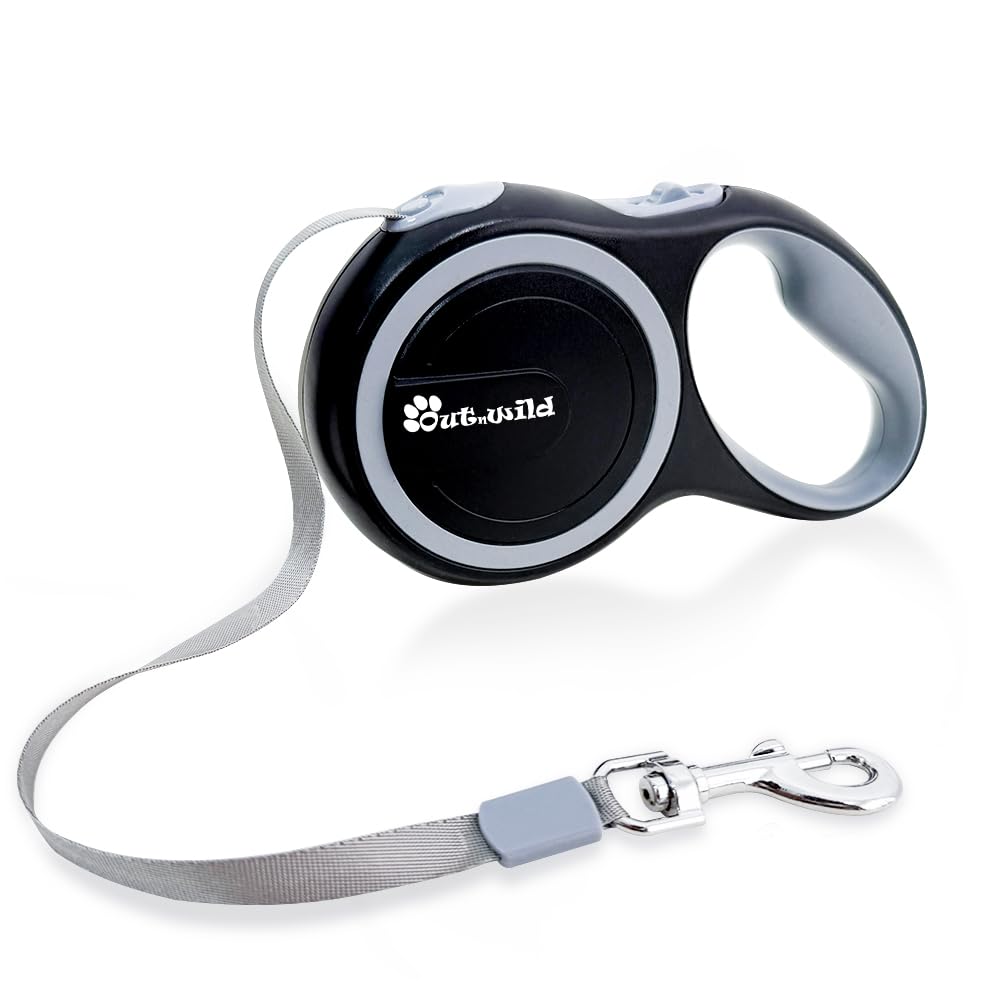 OUTnWILD Retractable Dog Leash - Tangle-Free 360° Design with Anti-Slip Handle | 16 ft Strong Nylon Tape | One Touch Quick-Lock Braking System | for Small/Medium Breeds/Pets Up to 44lbs. (Khaki, M)
