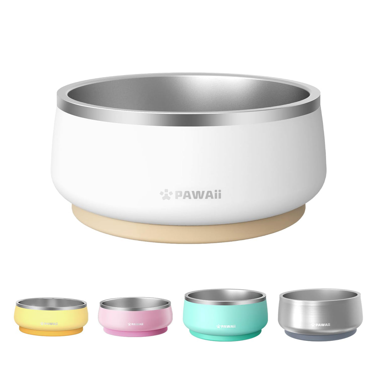 Pawaii Dog Bowl, 34 oz Stainless Steel Food and Water Bowl, ID Tag, 1 Pack