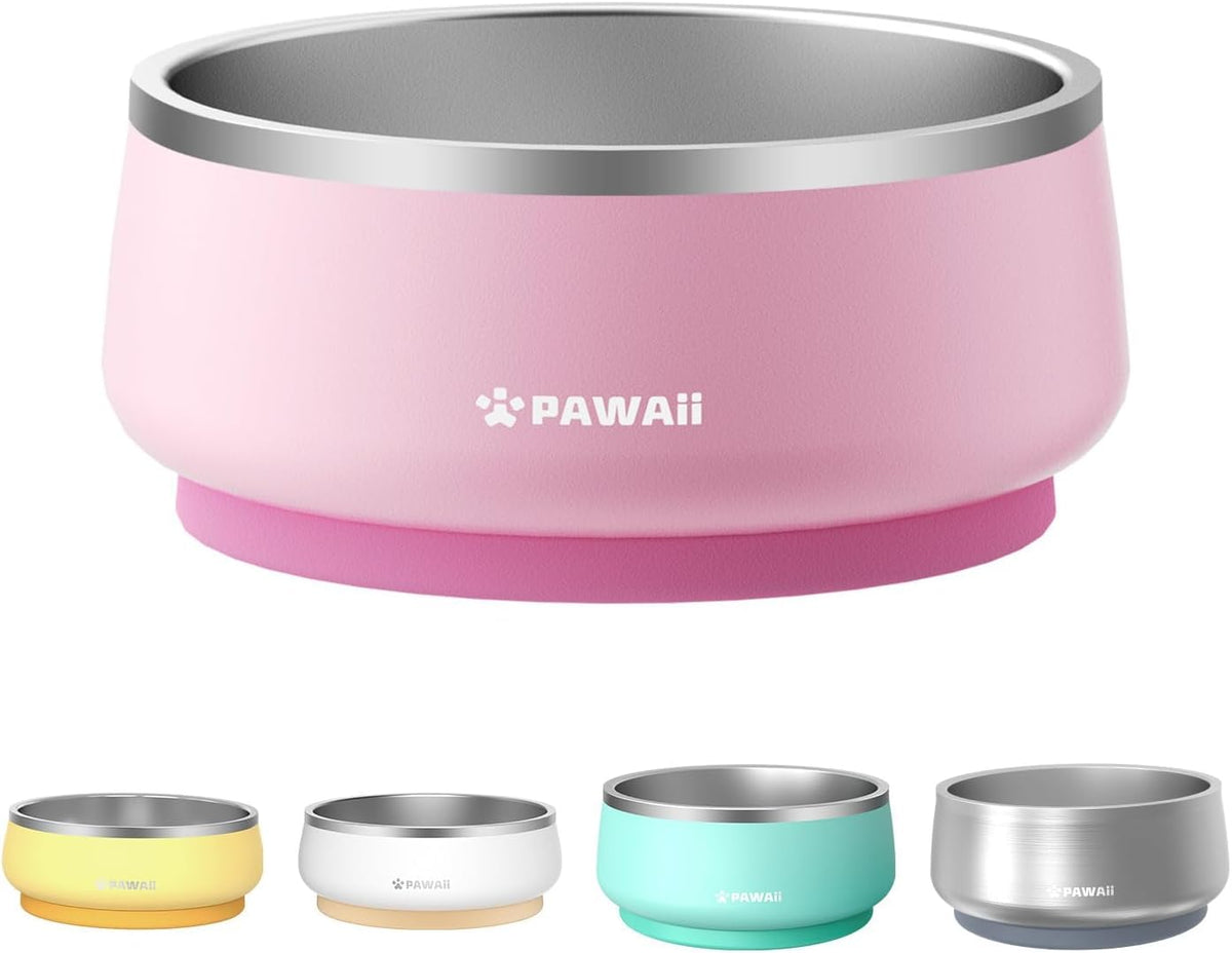 Pawaii Dog Bowl, 34 oz Stainless Steel Food and Water Bowl, ID Tag, 1 Pack