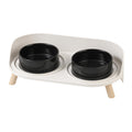 Elevated Ceramic Dog Bowl Set - Double Dog Feeding Bowls with Stand Splash Proof - Raised Dishes for Food and Water - Ideal for Small to Medium Dogs - 2 x 720 ml - 11.3 oz - White