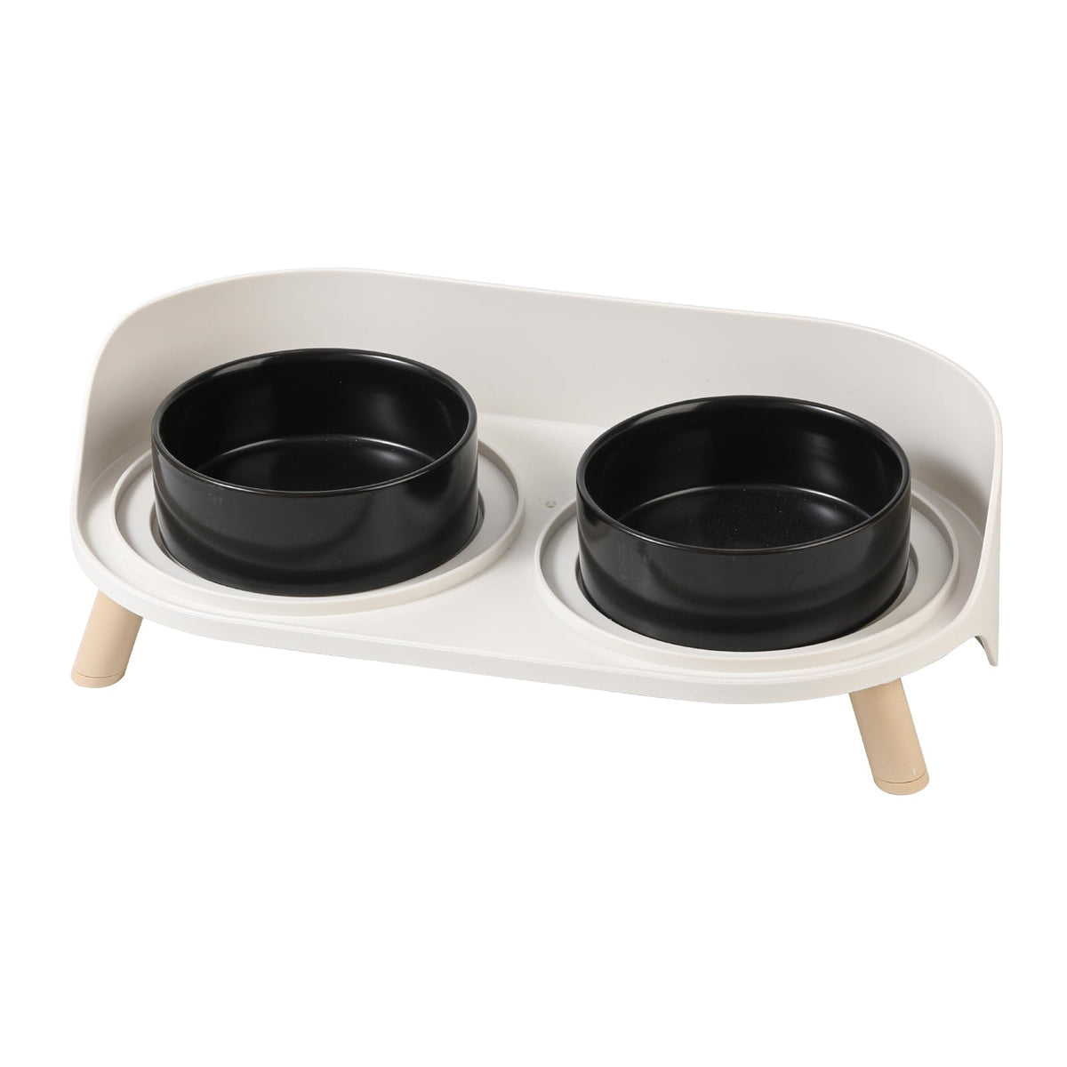 Elevated Ceramic Dog Bowl Set - Double Dog Feeding Bowls with Stand Splash Proof - Raised Dishes for Food and Water - Ideal for Small to Medium Dogs - 2 x 720 ml - 11.3 oz - White