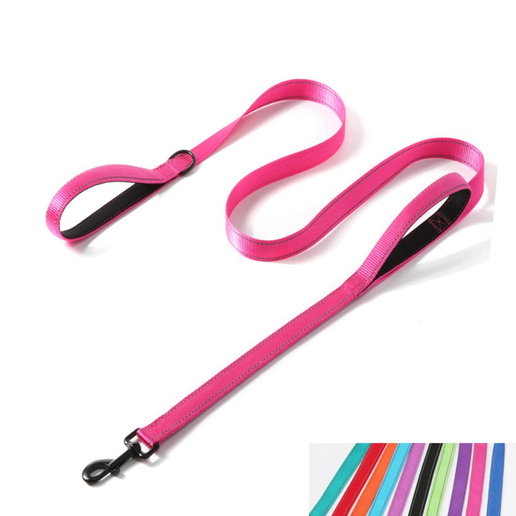 Double Handle Dog Leash 6ft, Reflective Nylon with Padded for Extra Control Outside Durable Training Lead for Small Medium Large Breed Pet Dogs, 1-Inch Width, Teal
