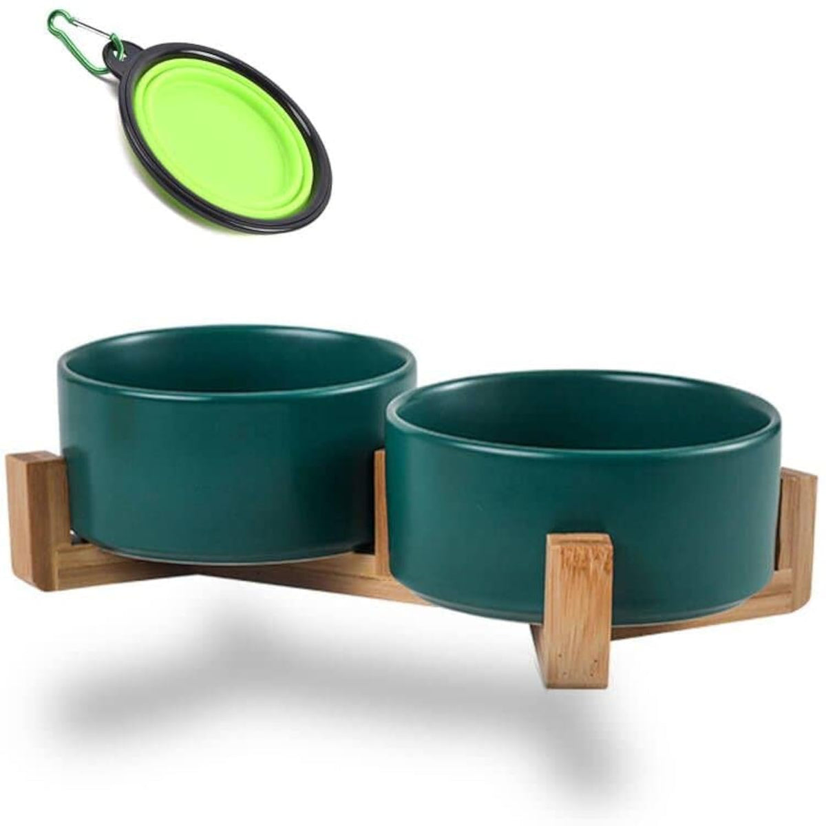 Petygooing Ceramic Dog Cat Bowls Set with Stand,Black Pet Food and Water Bowl,Small Dog Bowls Cute Modern Anti Slip Set of 2 Pet Feeder Small Size Pet Dish(13.5OZ/5.1 in)