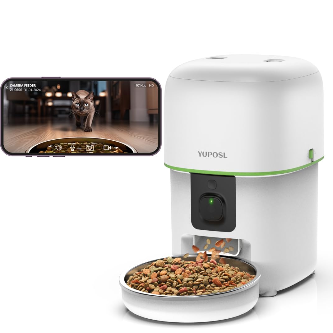 Automatic Cat Feeder, 3L Cat Food Dispenser with Anti-Jam Design, Over 180-day Battery Life, 1-6 Meals Per Day with Stainless Steel Cat Bowl, Keep Dry Food Fresh, Timed Pet Feeder Also for Small Dog