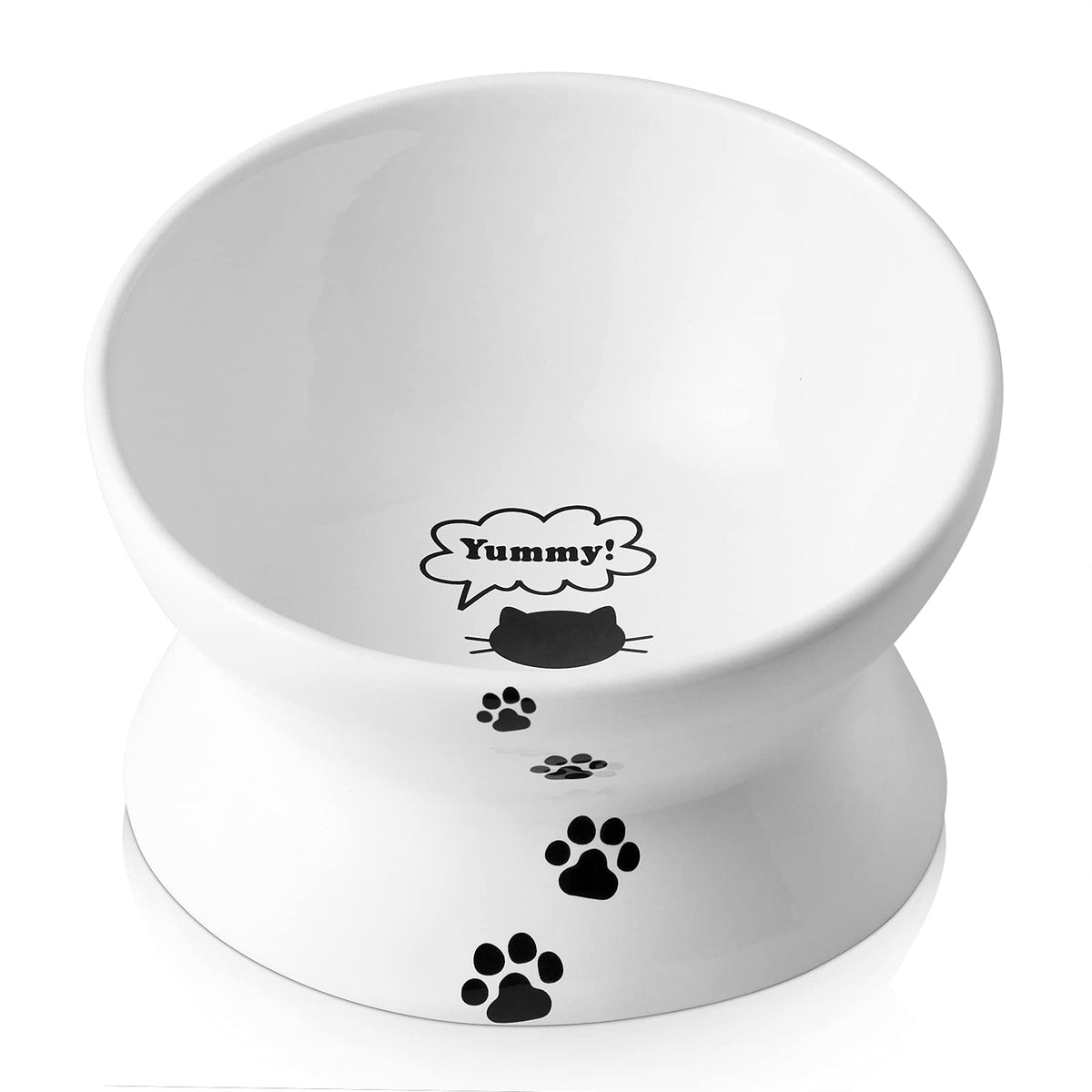 Y YHY Cat Bowl Anti Vomiting, Raised Food Bowls, Tilted Elevated Bowl, Ceramic Pet Food Bowl for Flat Faced Cats, Small Dogs, Protect Pet's Spine, Dishwasher Safe (5 Inches, White)