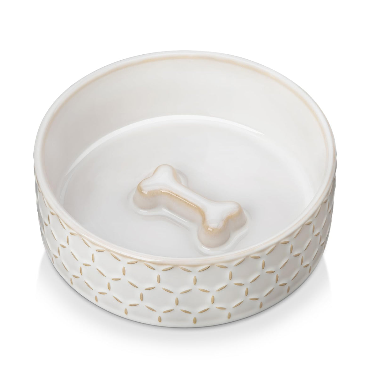 MALACASA Dog Bowl Set, Ceramic Bowls with Walnut Wood Stand, 2 Cups