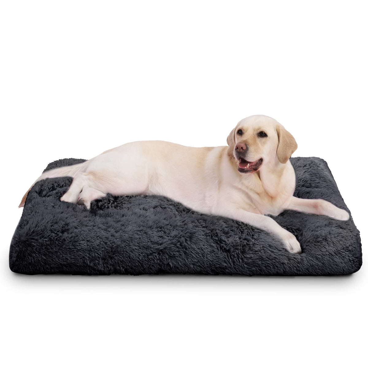 Large Dog Bed Crate Pad 35", Washable Soft Plush Pet Mats for Sleeping Grey