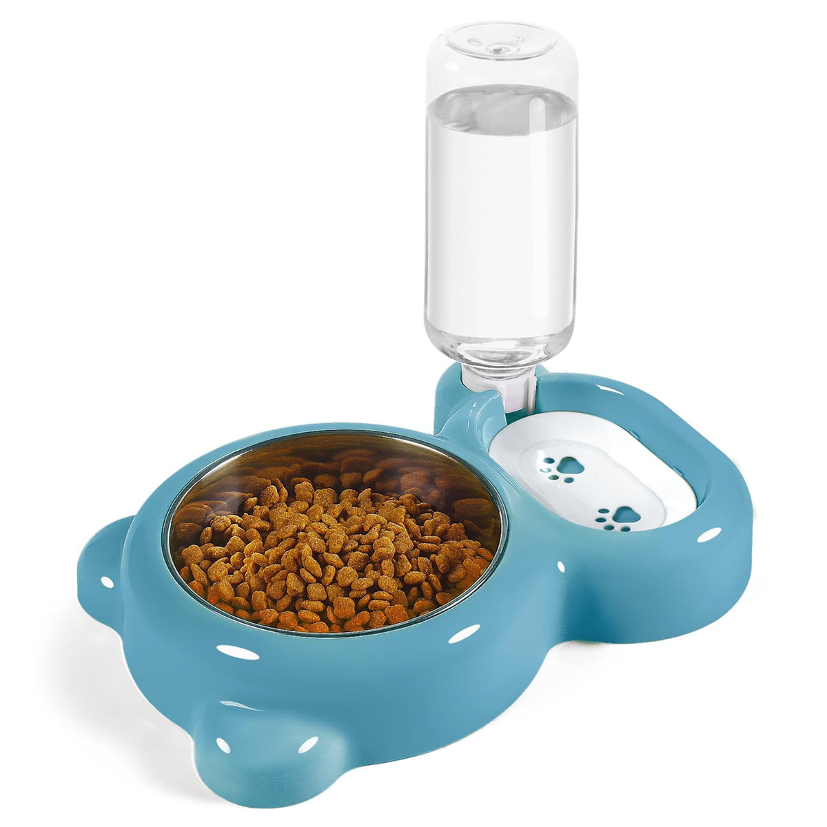 Dog Bowls, Cat Food and Water Bowl Set with Water Dispenser and Stainless Steel Bowl for Cats and Small Dogs - Pink