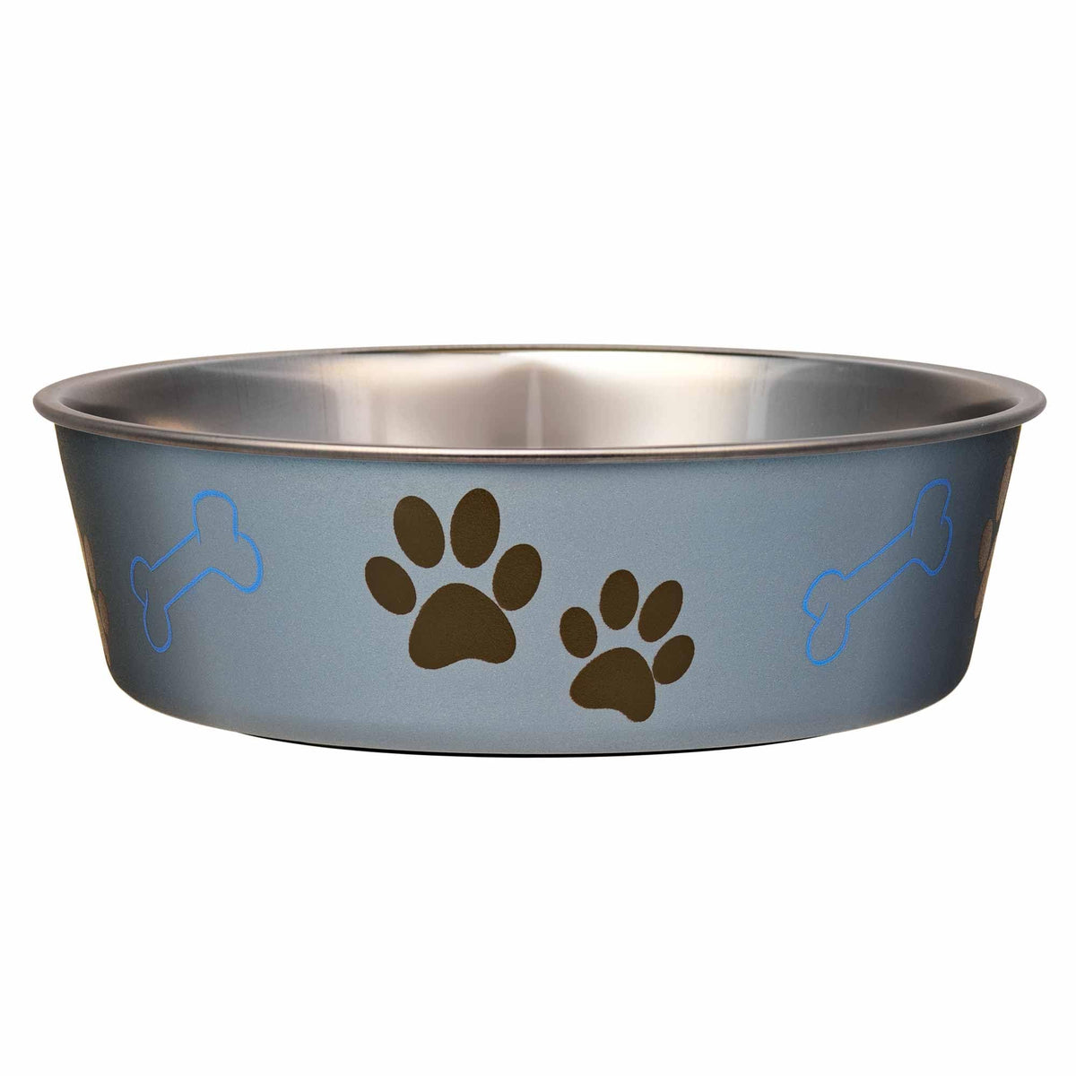 Loving Pets Bella Dog Bowls- Stainless Steel Dog & Cat Bowls - Spill Proof Dog Food Bowl, Cat Bowl, Puppy Essentials & Pet Supplies Great for Home & Travel (Medium 20-35 lbs, Blueberry)