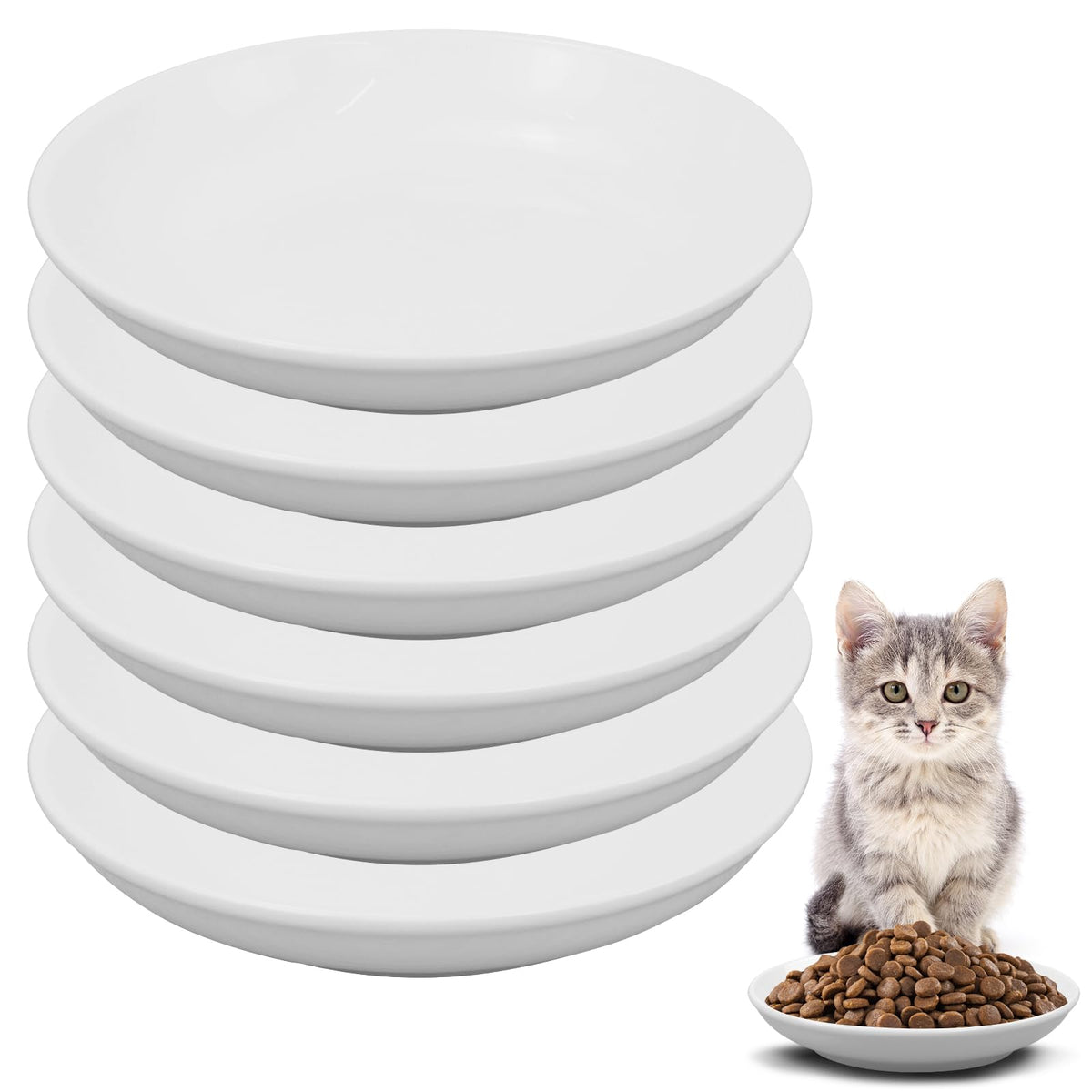 6 Pack Cat Food Bowl, Ceramic Cat Bowls, Anti Whisker Fatigue Cats Bowl Set
