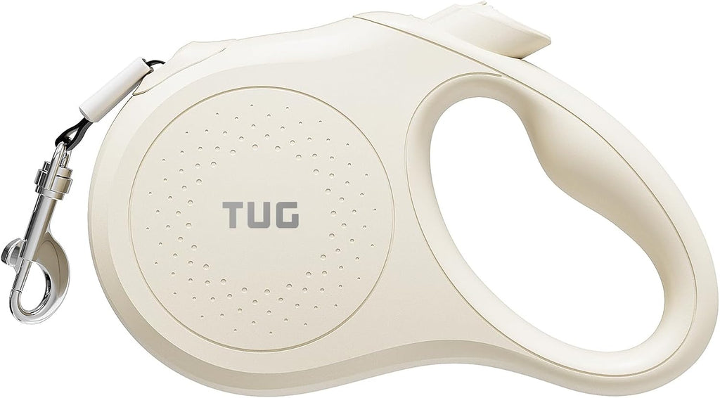 TUG Quest Retractable Dog Leash | 360° Tangle-Free | 16 ft Tape (S, Cream)