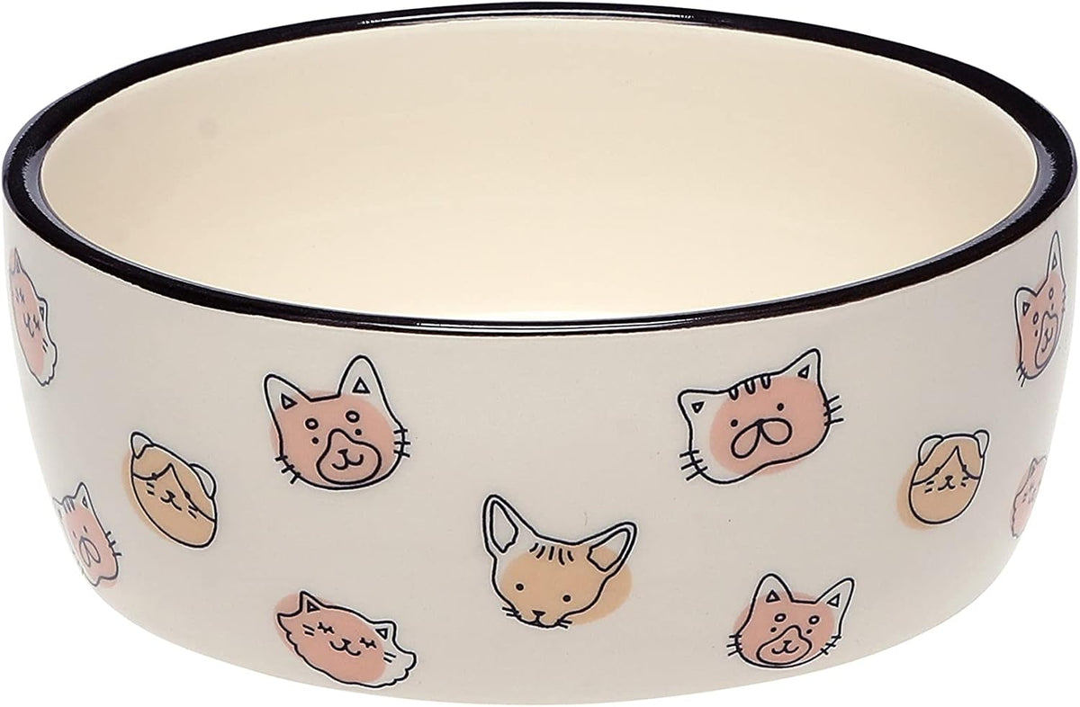 Pearhead Ceramic Cat Bowl, Holds 12 oz, Cute Cat Face Design