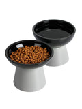 LoeJan Elevated Cat Food and Water Bowls Set, Extra Wide and Raised Ceramic Bowls, Anti-Vomit Whisker-Free Pressure Cat Feeder for Kittens to Adult Cats and Small Dogs (White, Water Bowl)