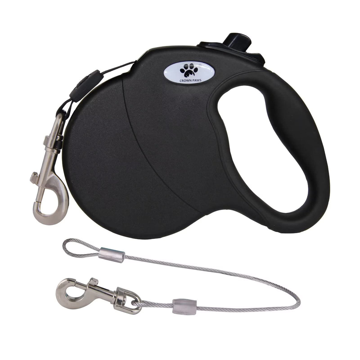 16ft Retractable Dog Leash for Large Breed Dogs up to 110 lbs with a Detachable Chew Proof Extender Wire Ropes (Black L)