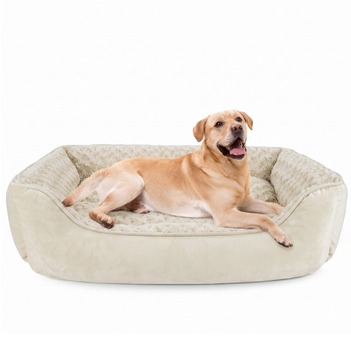JOEJOY Rectangle Dog Bed for Large Medium Small Dogs - Washable Orthopedic Sofa Bed, Soft Breathable Puppy & Pet Cuddler, Durable Calming Dog Bed with Anti-Slip Bottom, Multiple Sizes, Beige