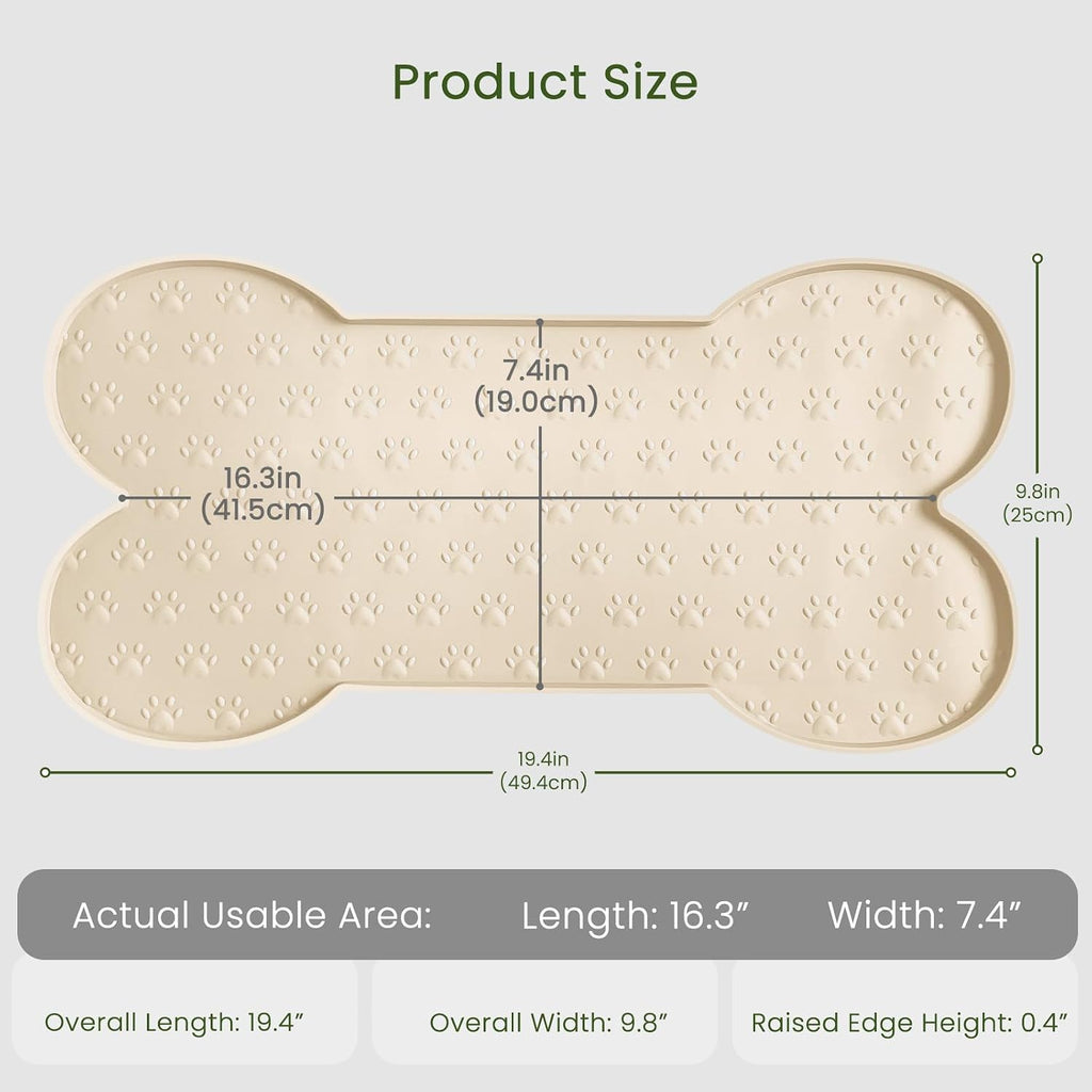 PWTAA Dog Food Mat Anti-Slip Silicone Dog Bowl Mat Thicker Pet Placemat Waterproof Cat Feeder Pad with Raised Edge Puppy Kitten Feeding Mats Suitable Small Medium-Sized Dogs Cats Eating Tray