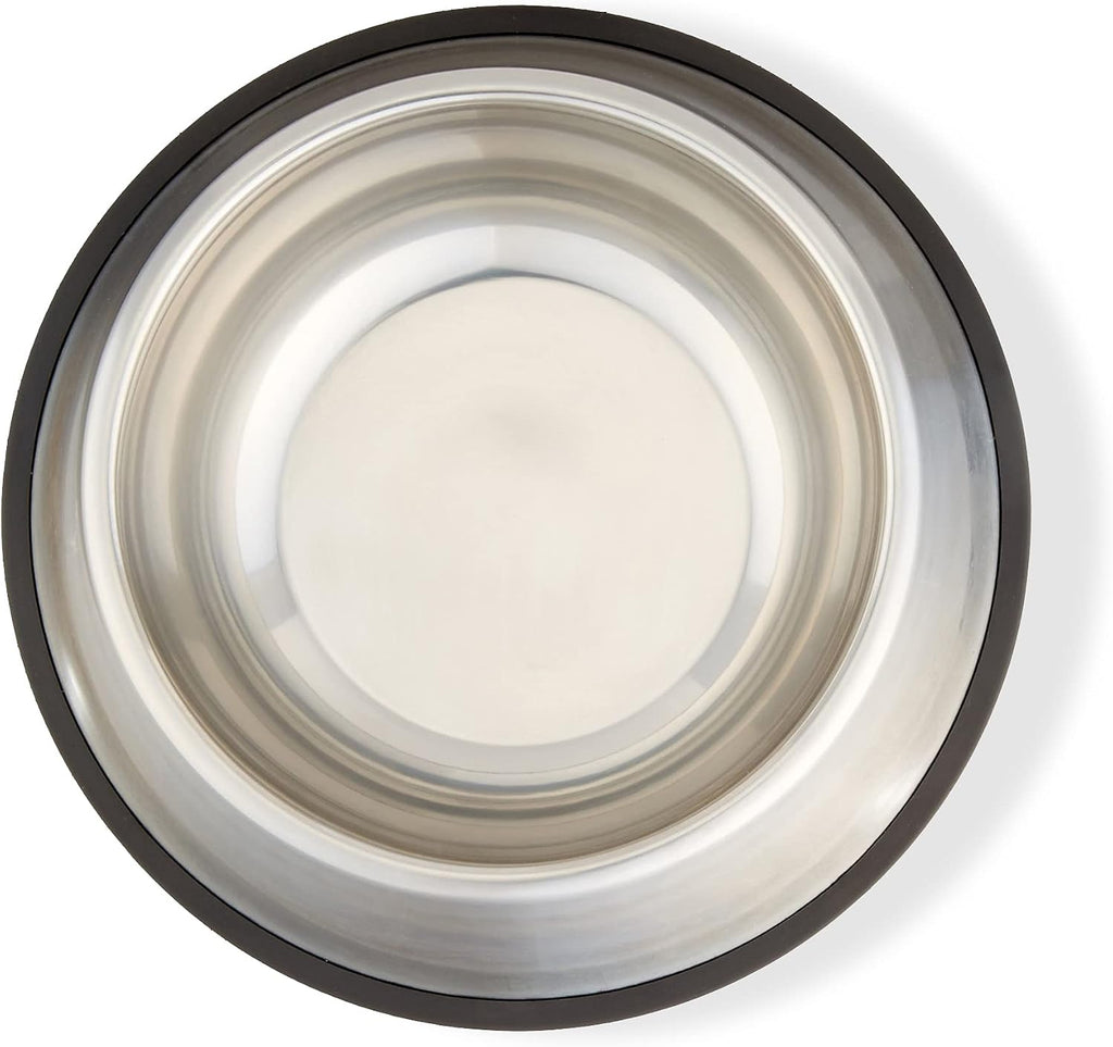 Amazon Basics Stainless Steel Non-Skid Dog Water And Food Bowls, Dishwasher Safe, Rust Resistant, 38oz Capacity, 10 x 2.8 Inches, 2-Pack
