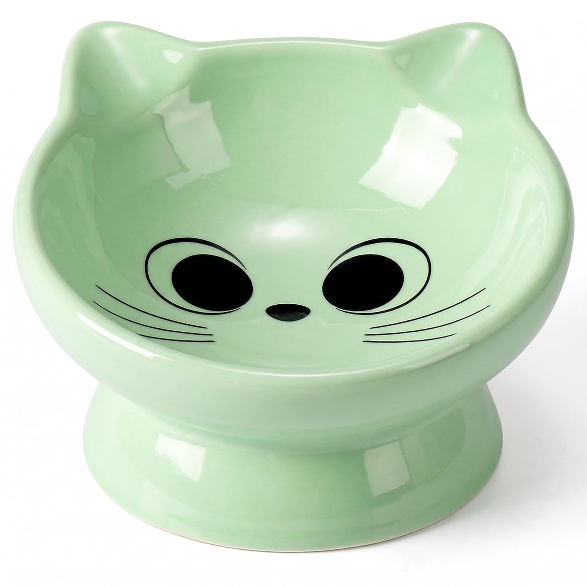 Raised Cat Food Bowl Ceramic 15° Tilted Cat Food Bowls Protect Cat's Spine Anti Vomiting Backflow Prevention Bowls for Adult Kitty, Kitten, and Small Dogs, Pink