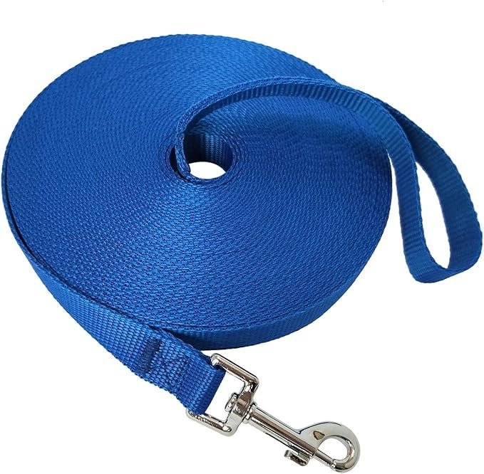 Nylon Training Dog Leash for Small Medium Large Dogs, 15ft 20ft 30ft 50ft Long Puppy Lead for Obedience Recall Training, Camping (20ft, Black)