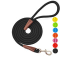 MayPaw 4/6 /8/10 FT Dog Leash, Classic Solid Colors, Strong Nylon Rope Dog Leash Reinforced with Leather Tailor Connection Heavy Duty Silver Clasp (Black, 10ft*1/2")