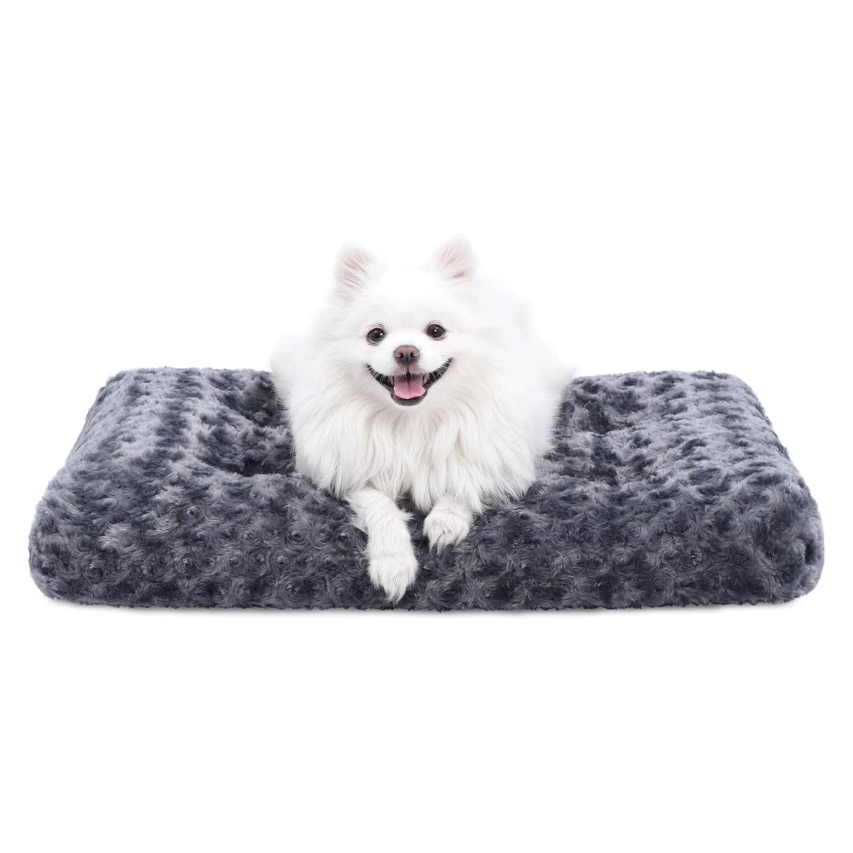 KSIIA Washable Dog Bed Medium Size Dog Crate Bed Plush Pet Mat 35"x23" Gray