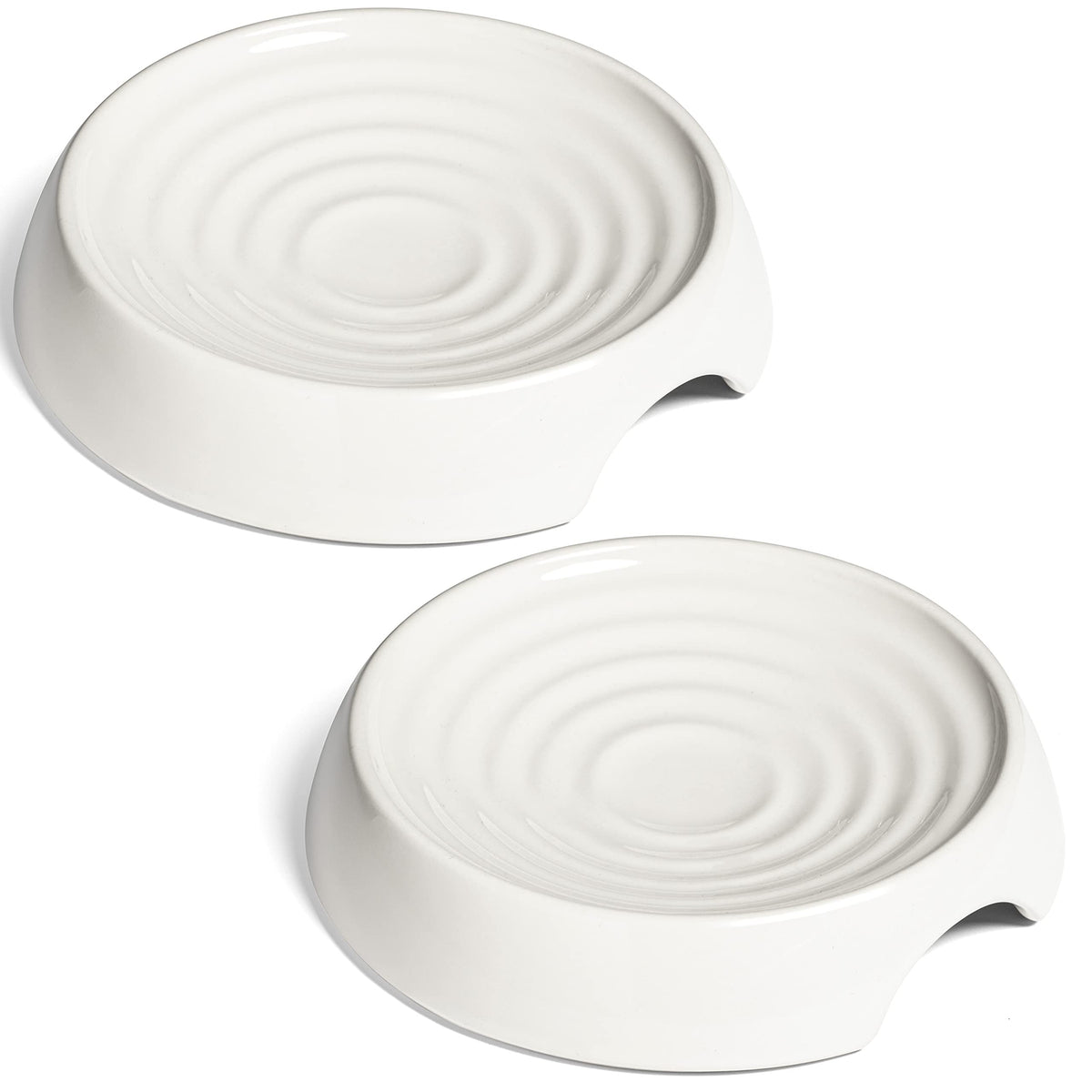 CatGuru Cat Bowls, Whisker Friendly Food Bowl for Indoor Cats, Reliefs Whisker Fatigue, Wide Kitten Dish, Non Slip Pet Dishes, Shallow Pet Plates (Marshmallow, (Pack of 2))
