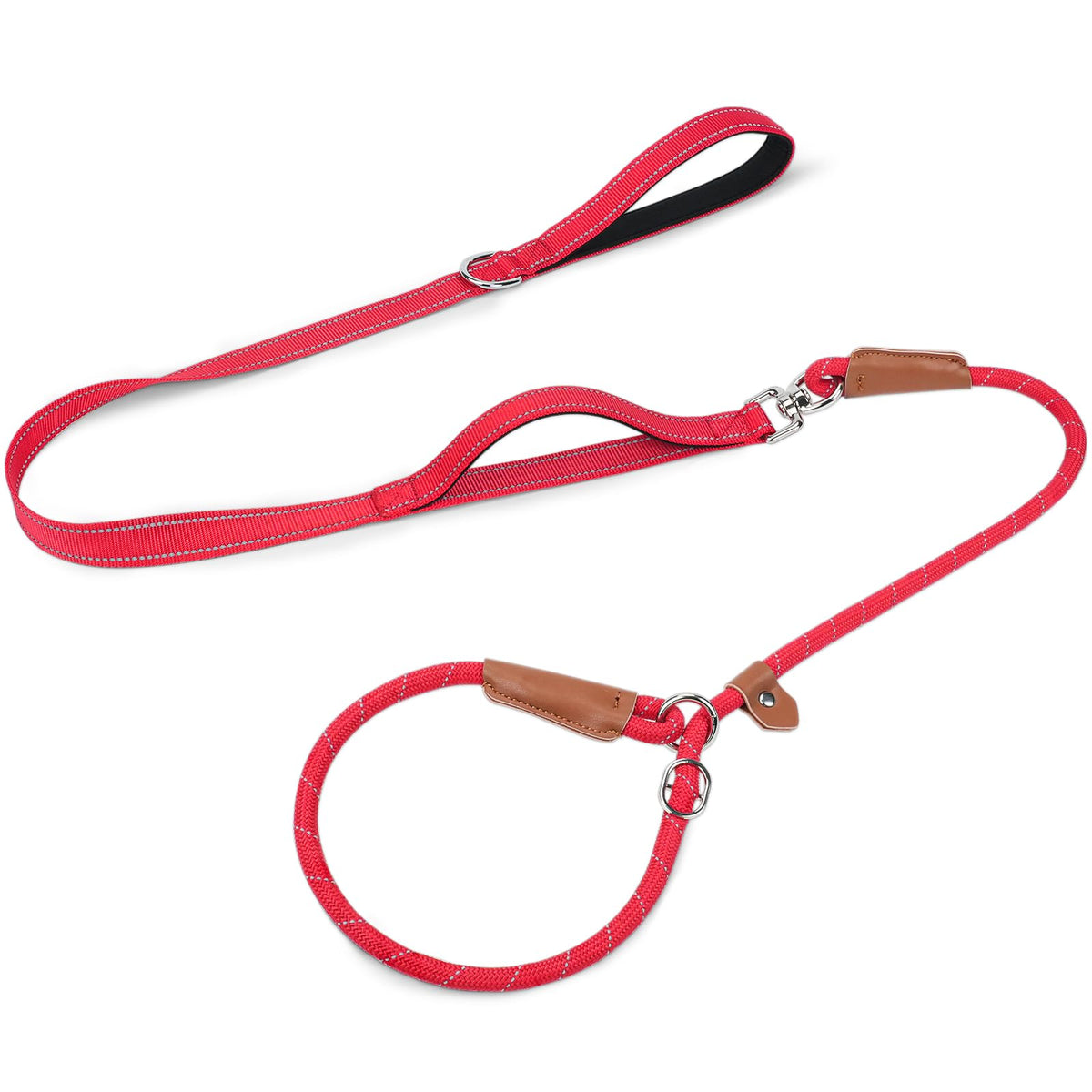 Joytale Slip Lead Dog Leash with Dual Handle, No Pull, Hot Pink, 6FT x 3/8"